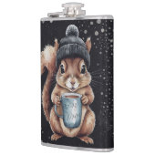 Eichhörnchen mit Tasse und Schnee „Stay Warm“ フラスク (左)