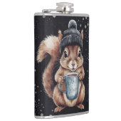 Eichhörnchen mit Tasse und Schnee „Stay Warm“ フラスク (右)