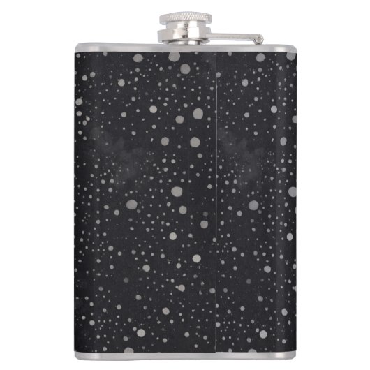 Eichhörnchen mit Tasse und Schnee „Stay Warm“ フラスク (裏面)