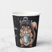Eichhörnchen mit Tasse und Schnee „Stay Warm“ 紙コップ (裏面)