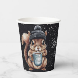 Eichhörnchen mit Tasse und Schnee „Stay Warm“ 紙コップ