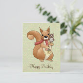 Eichhörnchen und Eule Postkarte ポストカード (スタンド正面)