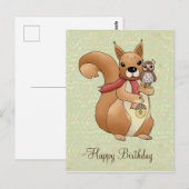 Eichhörnchen und Eule Postkarte ポストカード (正面/裏面)