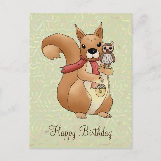 Eichhörnchen und Eule Postkarte ポストカード (正面)