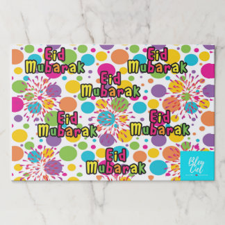 Eidムバラクのしぶきは場所マットを切取ります ペーパーランチョンマット