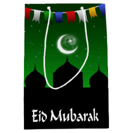 Eidムバラクのカラフルの花輪 ミディアムペーパーバッグ