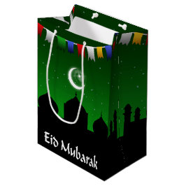 Eidムバラクのカラフルの花輪 ミディアムペーパーバッグ