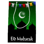 Eidムバラクのカラフルの花輪 ミディアムペーパーバッグ (裏面)