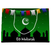 Eidムバラクのカラフルの花輪 ラージペーパーバッグ (正面)