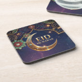 Eid Al -Adhaイスラム祝祭 ゴールドとネイビー コースター (左側)