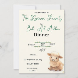 Eid  Al Adha Beige Cute Sheep Dinner  招待状