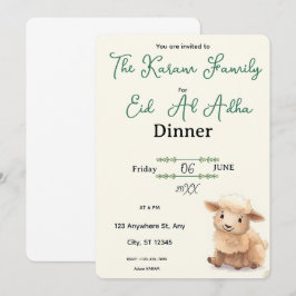 Eid  Al Adha Beige Cute Sheep Dinner  招待状