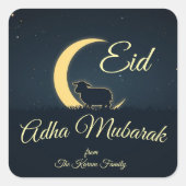 Eid  Al Adha Dark Blue Sheep Dinner  スクエアシール (正面)