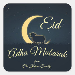 Eid  Al Adha Dark Blue Sheep Dinner  スクエアシール