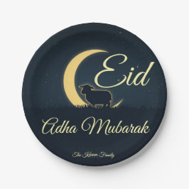 Eid  Al Adha Dark Blue Sheep Dinner  ペーパープレート