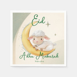 Eid  Al Adha Dusty Green Cute  Sheep  Dinner  スタンダードカクテルナプキン