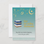 Eid Al-Adha Mubarak Card in Blue and Ka'bah image 招待状 (正面)