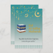 Eid Al-Adha Mubarak Card in Blue and Ka'bah image 招待状 (正面/裏面)