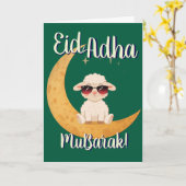 Eid Al Adha Mubarak Cute Sheep Greeting Card カード (黄色い花)