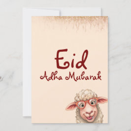 Eid Al Adha Mubarak Funny Sheep Greeting Card  招待状