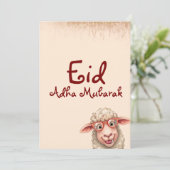 Eid Al Adha Mubarak Funny Sheep Greeting Card  招待状 (スタンド正面)