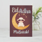 Eid Al Adha Mubarak Funny Sheep Greeting Card  招待状 (スタンド正面)