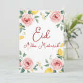 Eid Al Adha Mubarak Modern Floral Greeting Card  招待状 (スタンド正面)