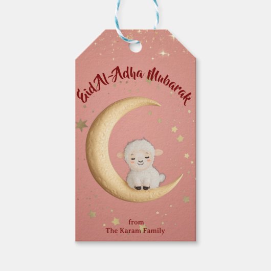 Eid Al-Adha Mubarak Pink ギフトタグ (正面)