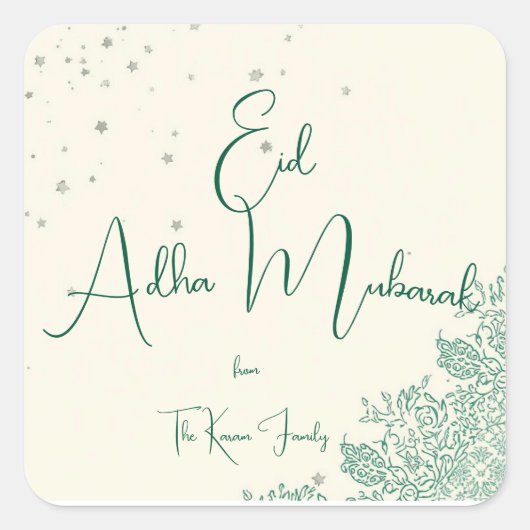 Eid Al Adha Personalized Eid Mubarak  スクエアシール (正面)