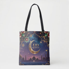 Eid al fitr Islamic celebration Gold And navy トートバッグ