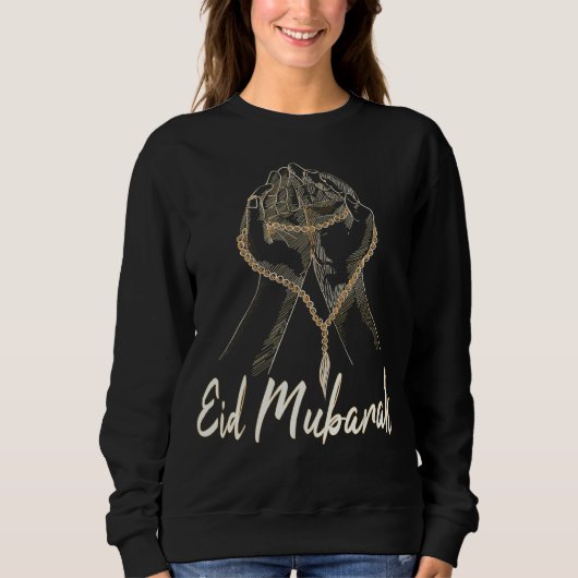 Eid Alfitr Mubarak Eid Mubarakアラビア賛美ファス スウェットシャツ (正面)
