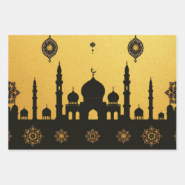 Eid_Mosque_GoldBlack ラッピングペーパーシート