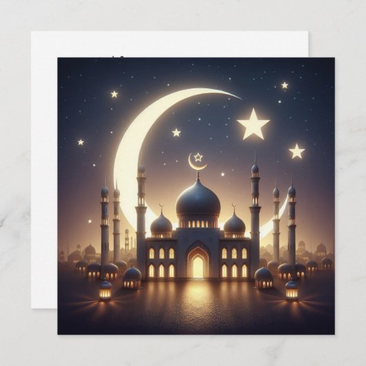 Eid Mubarakカスタマイズ可能グリーティング文字 シーズンカード (正面/裏面)