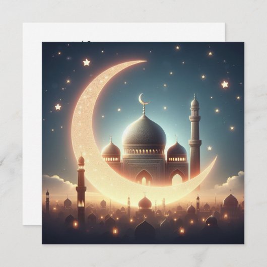 Eid Mubarakカスタマイズ可能グリーティング文字 シーズンカード (正面/裏面)