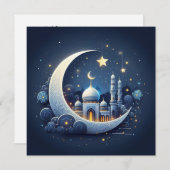 Eid Mubarakカスタマイズ可能グリーティング文字 シーズンカード (正面/裏面)