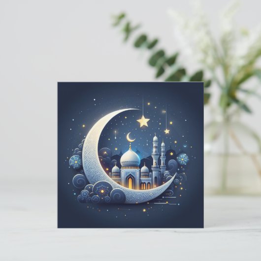 Eid Mubarakカスタマイズ可能グリーティング文字 シーズンカード (スタンド正面)