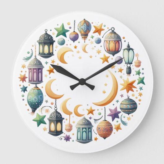 Eid Mubarakリースの壁掛け時計 ラージ壁時計 (正面)