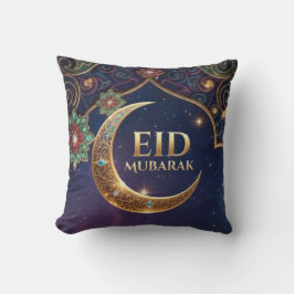 Eid Mubarak イスラム祝祭 ゴールド+ネイビー クッション