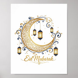 Eid Mubarak ゴールデン三日月 ポスター