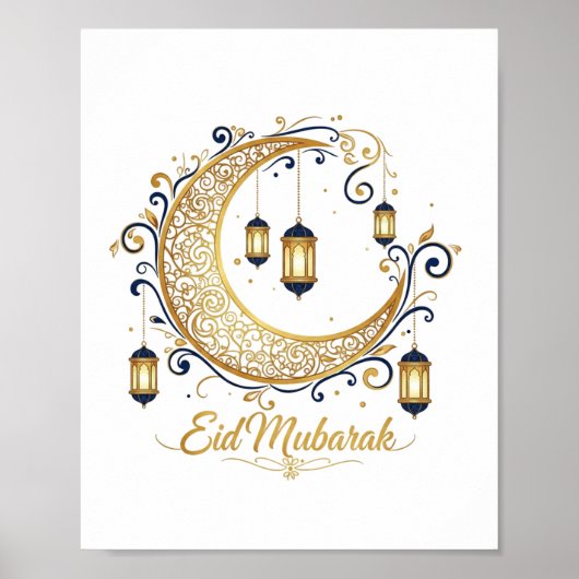 Eid Mubarak ゴールデン三日月 ポスター (正面)