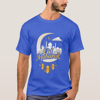 Eid Mubarak モスク Tシャツ、イスラム系ファッション、ソフト Tシャツ