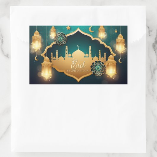 Eid Mubarak 長方形シール (バッグ)
