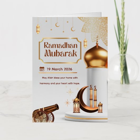 Eid Mubarak Card with Masjid 箔グリーティングカード (正面)