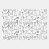 Eid Mubarak Colouring Wrapping Paper Sheets Set x3 ラッピングペーパーシート (正面2)