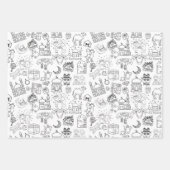 Eid Mubarak Colouring Wrapping Paper Sheets Set x3 ラッピングペーパーシート (正面)