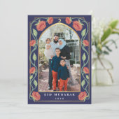 Eid Mubarak Elegant Blue Floral Photo シーズンカード (スタンド正面)