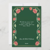 Eid Mubarak Elegant Green Floral Photo シーズンカード (裏面)