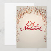 Eid mubarak floral Card Modern Eid Fitr Card 招待状 (正面/裏面)