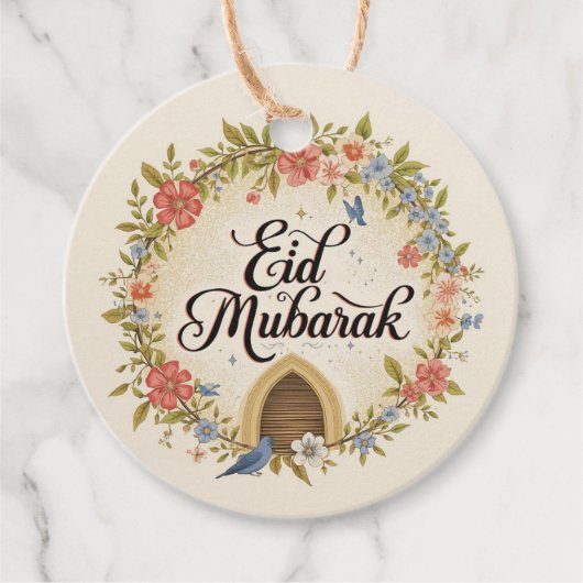Eid mubarak Floral Gift Tag フェイバータグ (正面)