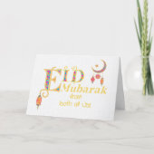 Eid Mubarak From Both Us Lanterns Moon Stars カード (正面)